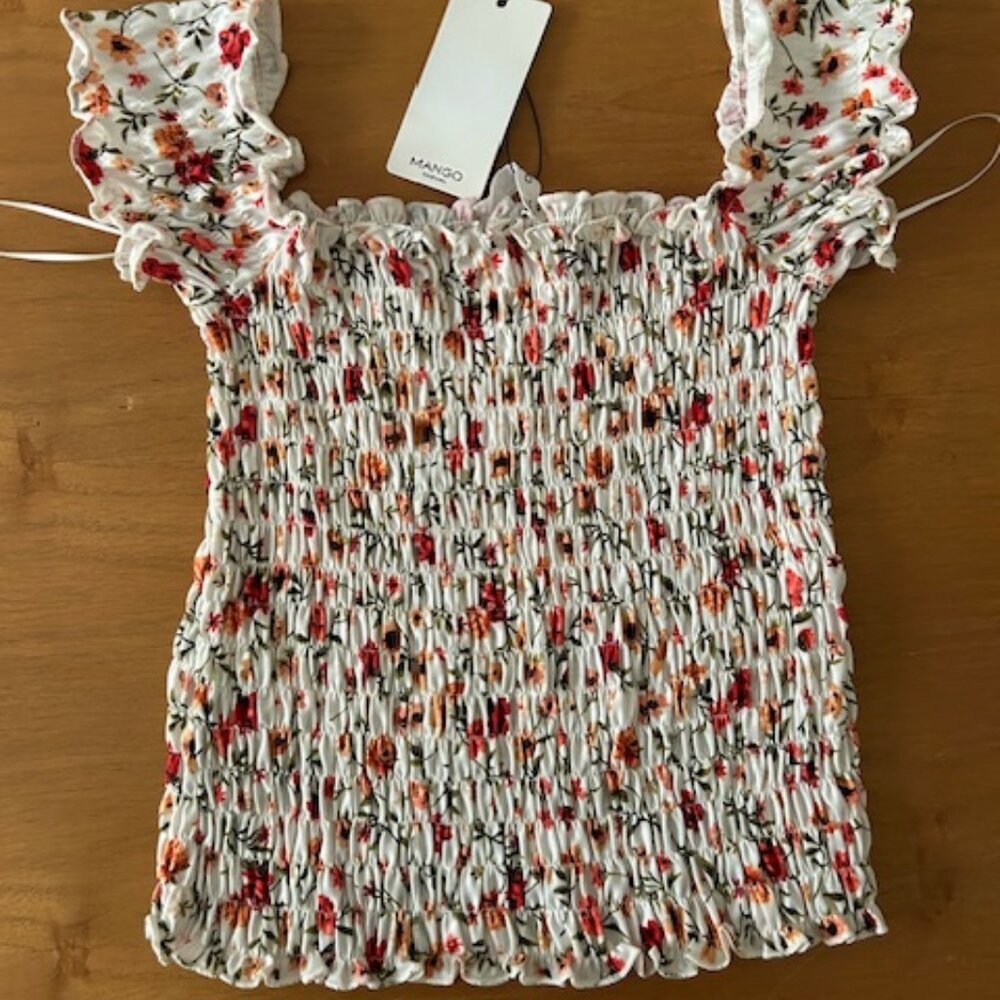 MANGO stretchy floral print crop top - Sz SMALL - NWT!